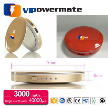 3000mah high quality smart mobile phone universal portable mirror power bank charger